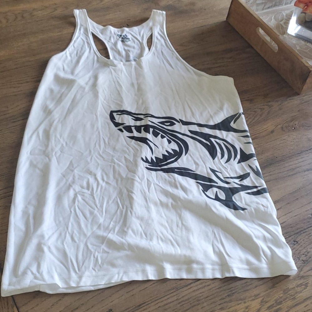 Lightweight white shark tank top